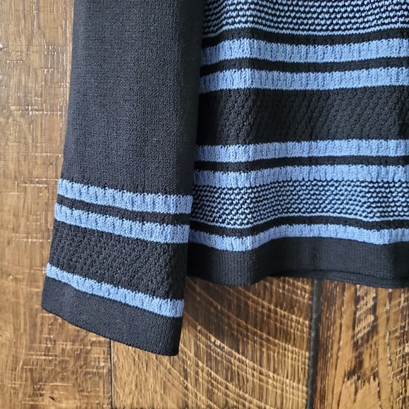 ST JOHN collection by Marie Gray Black and blue stripe nautical knit cardigan - Picture 4 of 8